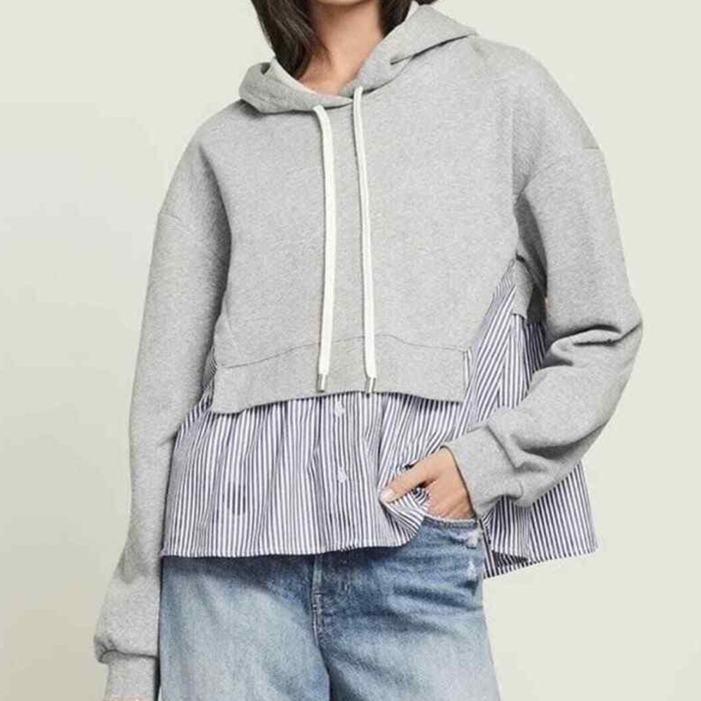 Veronica Beard Hockley Drawstring Sweatshirt Hood… - image 1